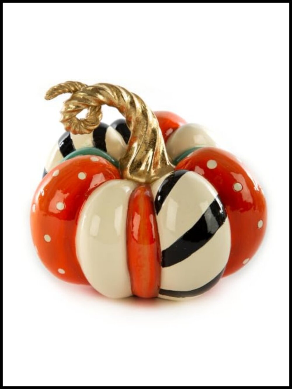 Hand-Painted Resin Mini Pumpkin Figurine Fall Thanksgiving Decor 5"
